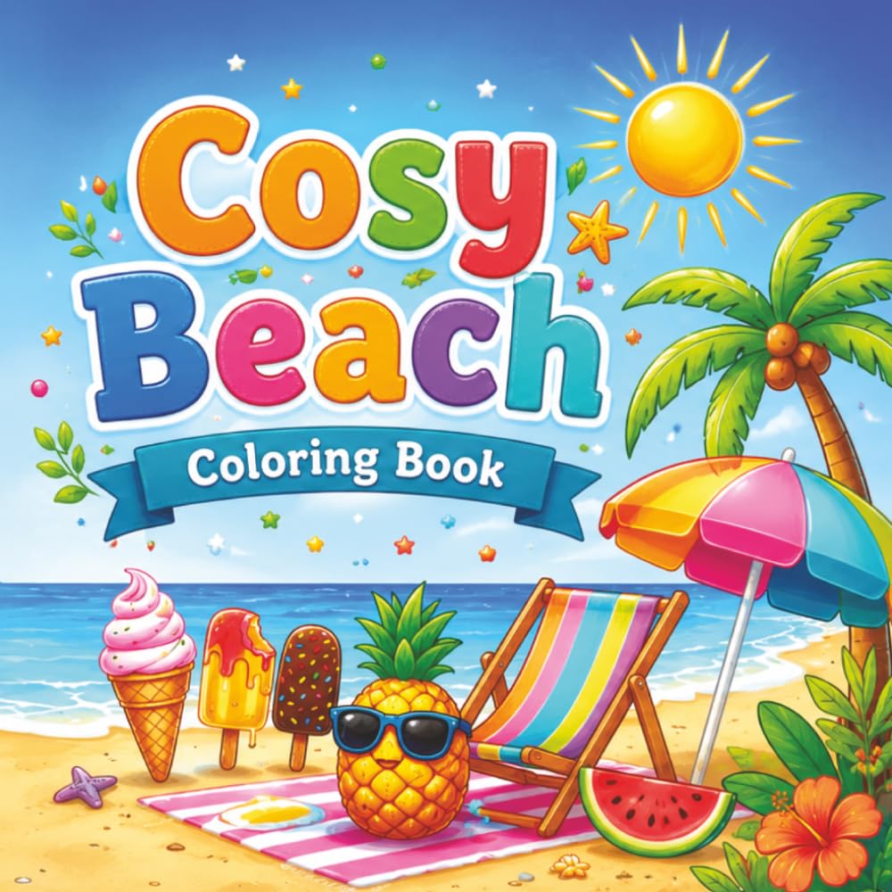 Cozy Beach: Coloring Book for Adults and Teens, Bold and Easy, Simple and Fun Summer Designs for Stress Relief and Relaxation: (Bold & Easy Coloring)