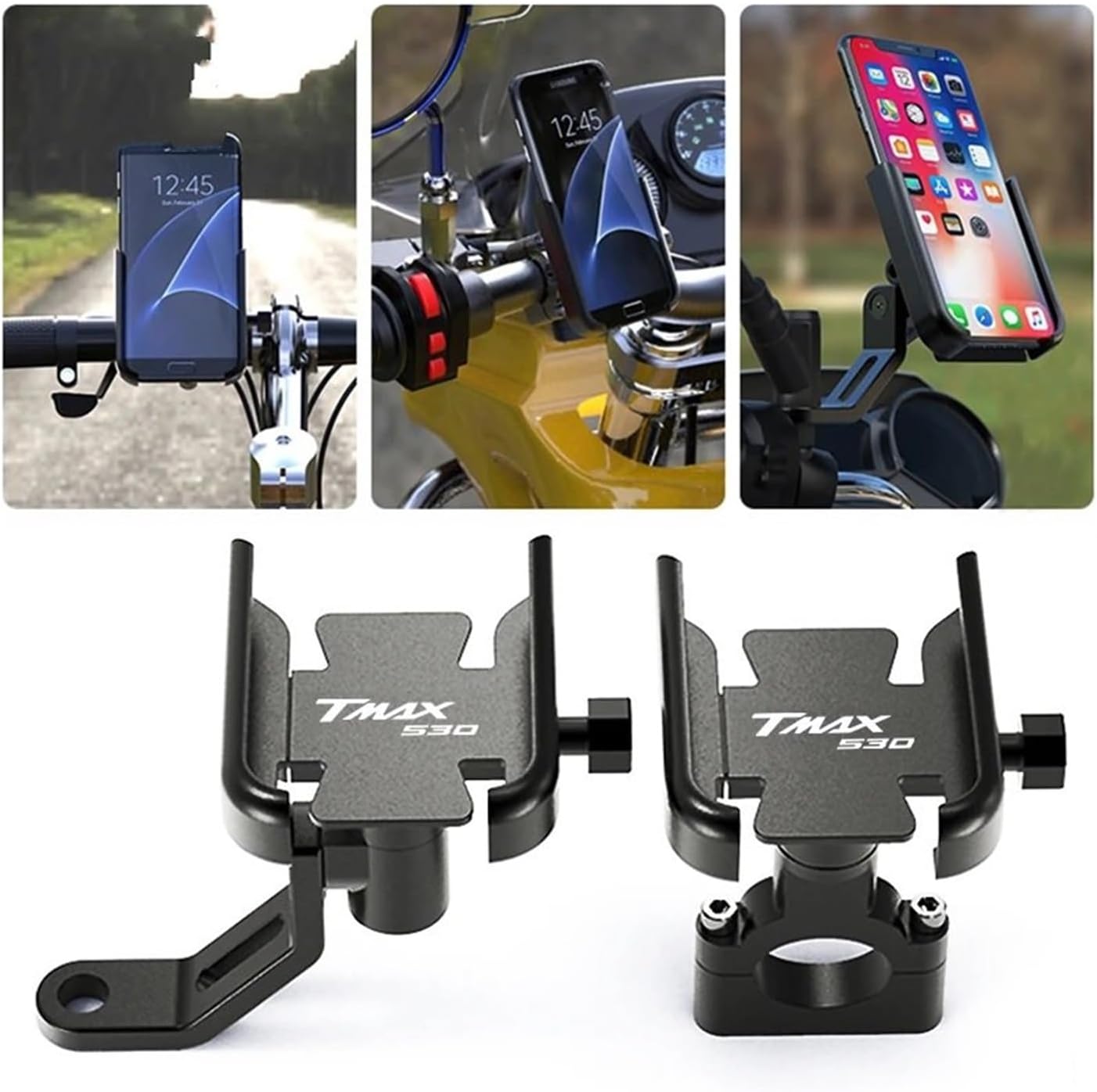 for T-MAX T-MAX530 TMAX530 Motorcycle Accessories Handlebar Mobile Phone Holder GPS Stand Bracket(Silver)