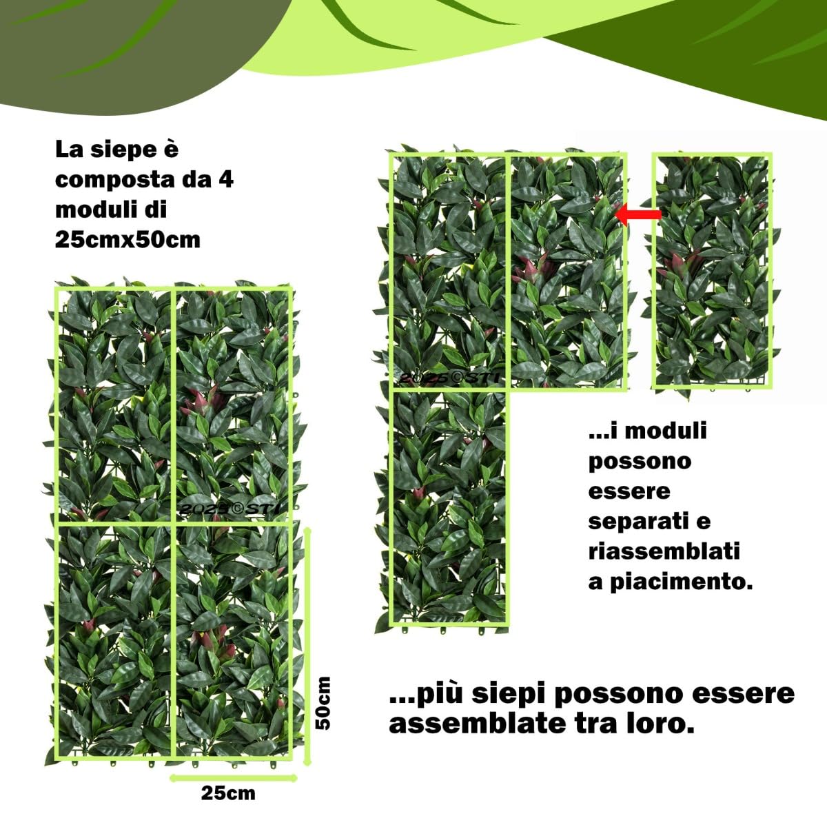 Fotinia Red Robin Siepe Sintetica Sempreverde 50x100cm