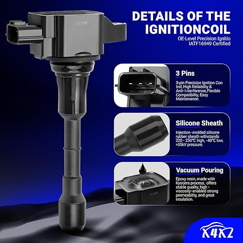 Vista 28 de Paquetes de bobina de encendido UF549 y bujía de iridio doble 9029, para Nissan Altima Versa Sentra Rogue Cube NV200 Pathfinder Infiniti FX50 M56