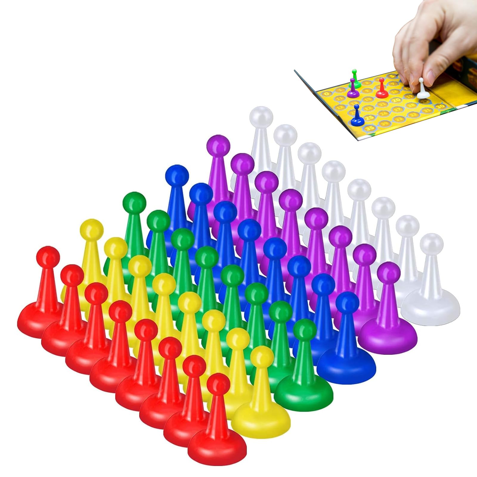 48 Pack 1 Inch Multi Coloured Plastic Game Pawns Board Game Pieces Tabletop Markers Accessories Random Colours Black