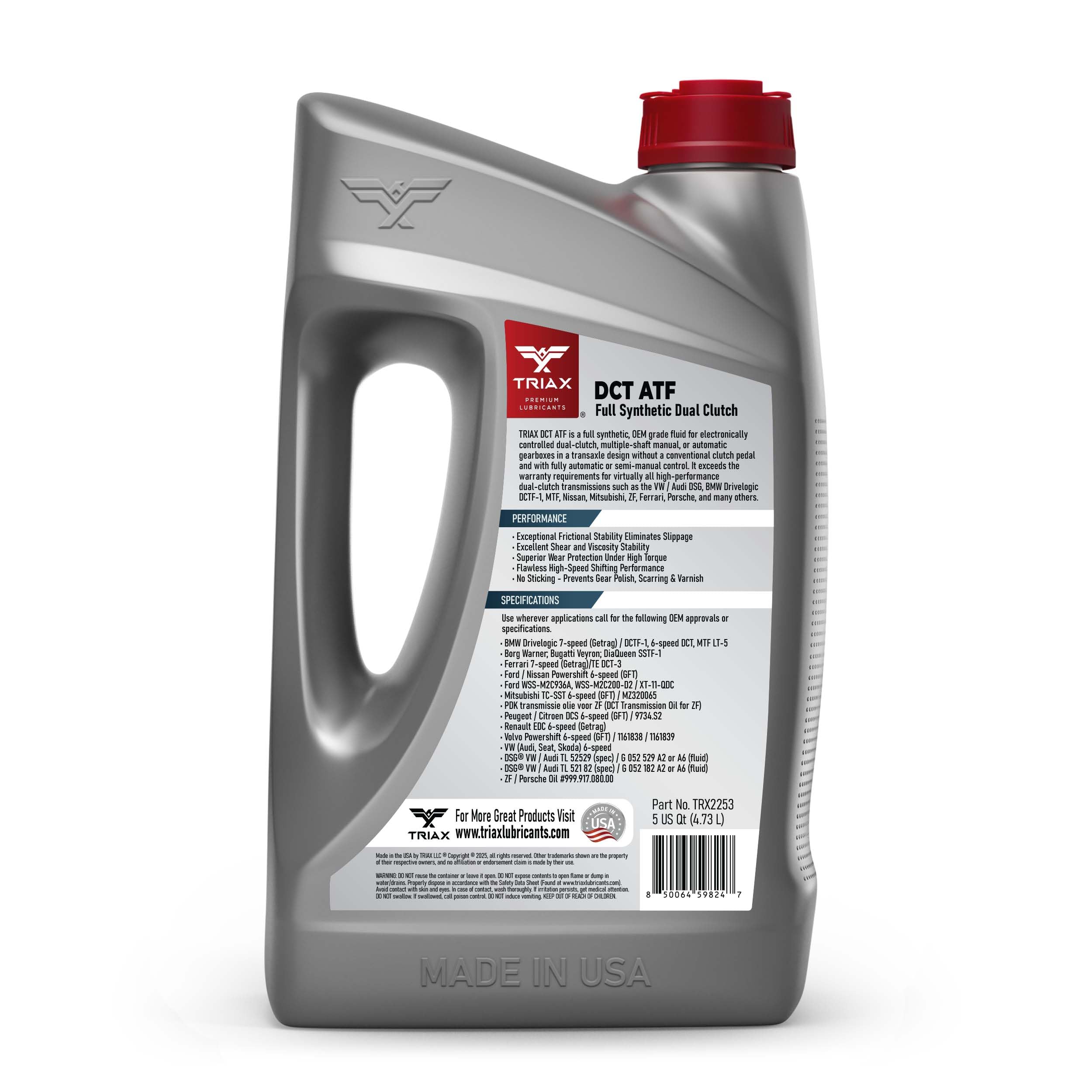 TRIAX DCT ATF – Aceite Sintético para Transmisión de Doble Embrague (DCT) – Llenado de por Vida – Transición de Marchas Optimizada con Aditivo SureShift No Slip