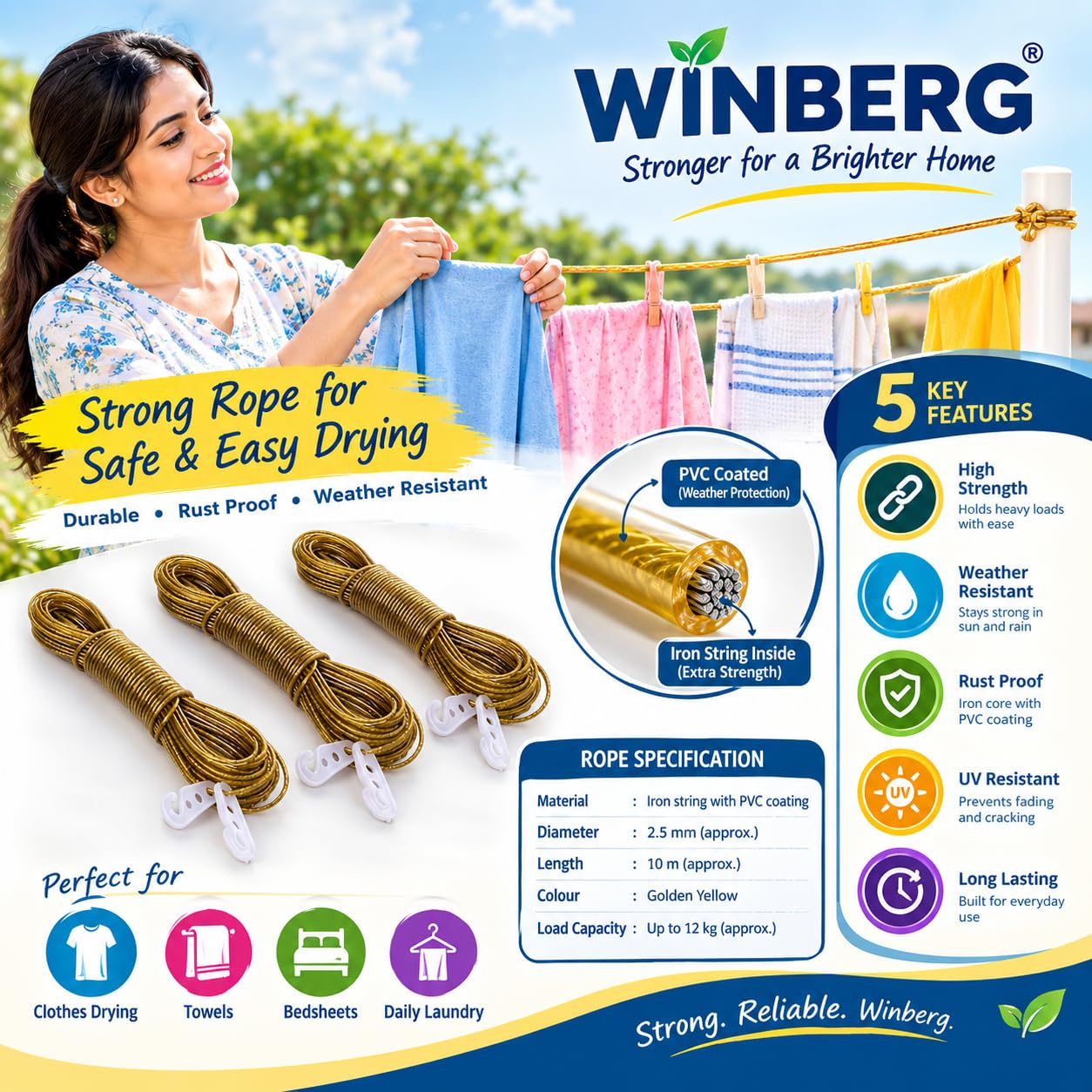 Winberg Laundry Rope - 20m, Random Colors -2