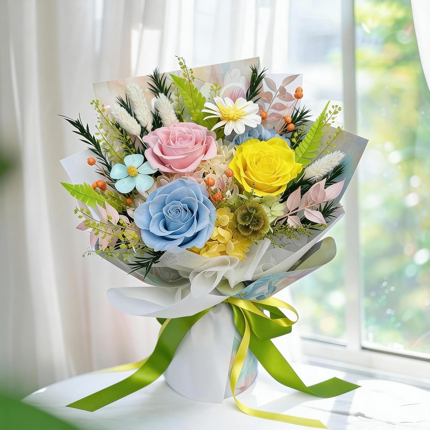 Forever Flower Gifts for Mom: Romantic Mothers Day Flowers for Mom Wife Girlfriend Grandma-Preserved Rose Bouquets-Flowers for Delivery Prime on Anniversary Valentines Birthday (dopamine2)
