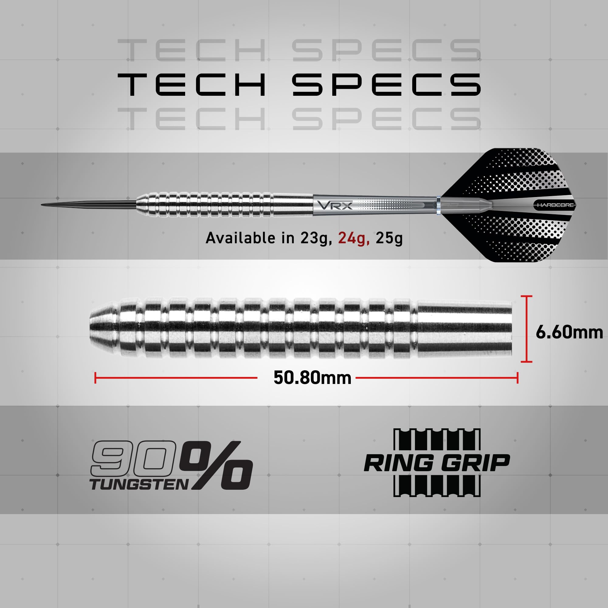 RED DRAGON Rebel 24g - Custom Professional Tungsten Steel Tip Darts Set including Flights and Stems, Black - Image 4
