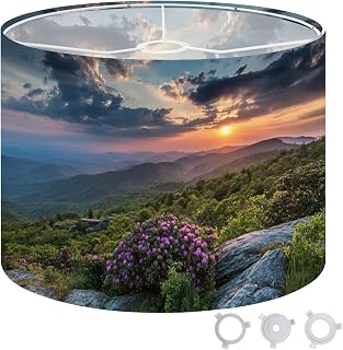 Lamp Shade 13"x13"x10" spring mountain top sunset wild flowers north Drum Lampshades for Floor Lamps Table Lamps Medium Replacement Linen Lamp Shade Easy Assembly