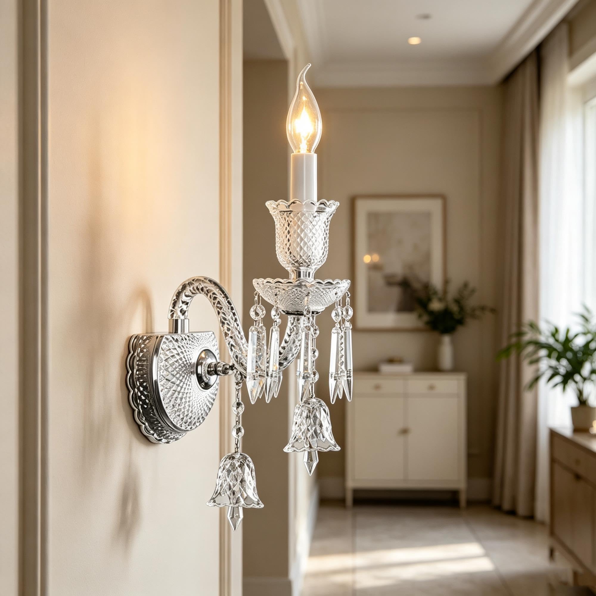 Estilo Europeo Aplique Pared Cristal Lampara Pared Vela Vintage