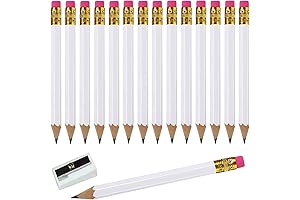 Essential Mini Pencils for Every Occasion: 25 Pack Graphite 2B White Hexagon Pencils with Erasers