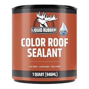 Liquid Rubber Color Roof Sealant- Elastomeric Waterproof Small Repair Coating for Flat, Low-Slope & Metal Roofs, Flexible UV-Stable Membrane, Clear, 1 Quart