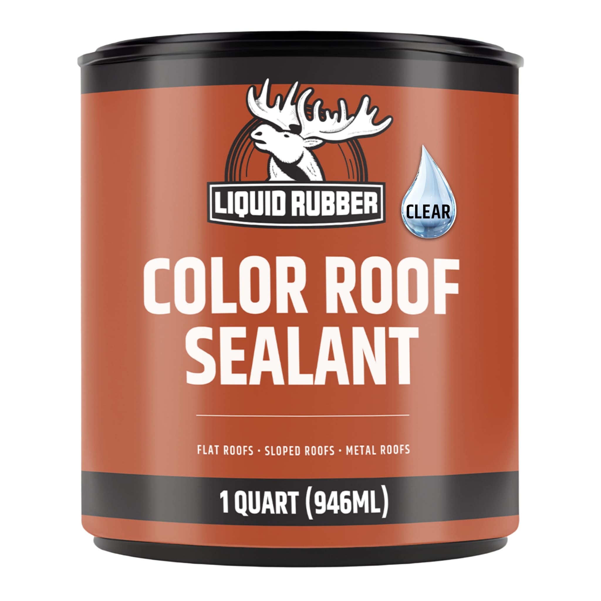 Color Roof Sealant- Elastomeric Waterproof Small Repair Coating for Flat, Low-Slope & Metal Roofs, Flexible UV-Stable Membrane, Clear, 1 Quart