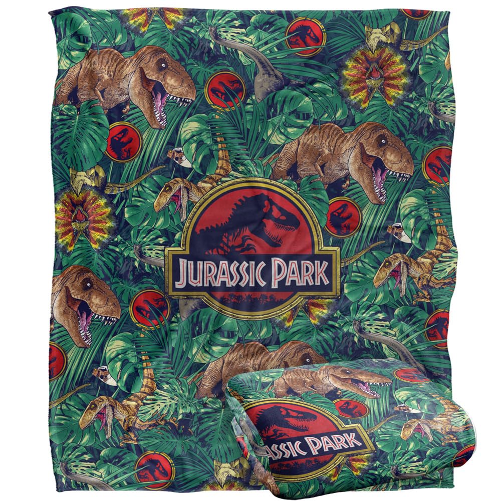Jurassic Park Blanket, 152 x 127 cm Tropical T-Rex Silky Touch Super Soft Throw Blanket