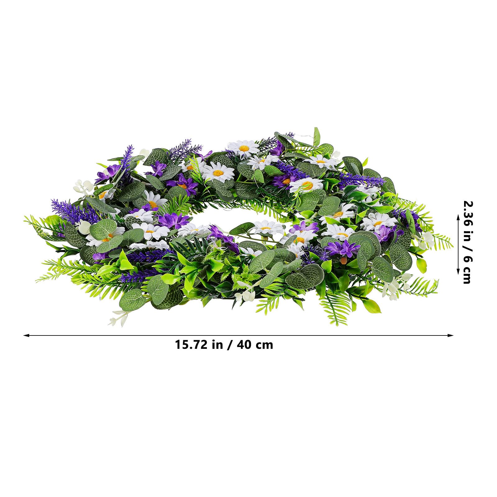 Künstlicher Lavendel Türkranz mit LED für Frühling und Sommer | Kunststoff mit Realistischer Haptik, für Partys und Hochzeiten, Zarte Form mit Natürlichem Charme