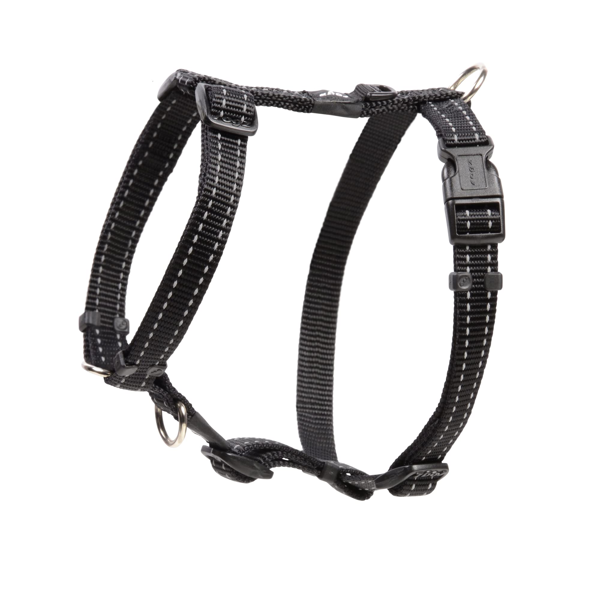 Reflective Adjustable Dog H Harness for Small to Medium Dogs; matching collar and leash available, Black