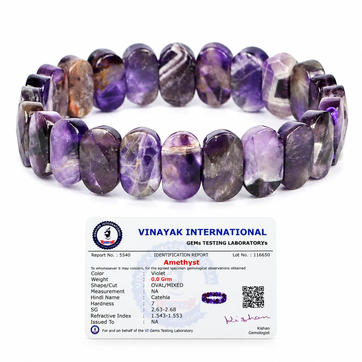 Reiki Crystal Products Certified Amethyst Exotic Bracelet Natural Purple Crystal Stone Bracelet for Men & Women