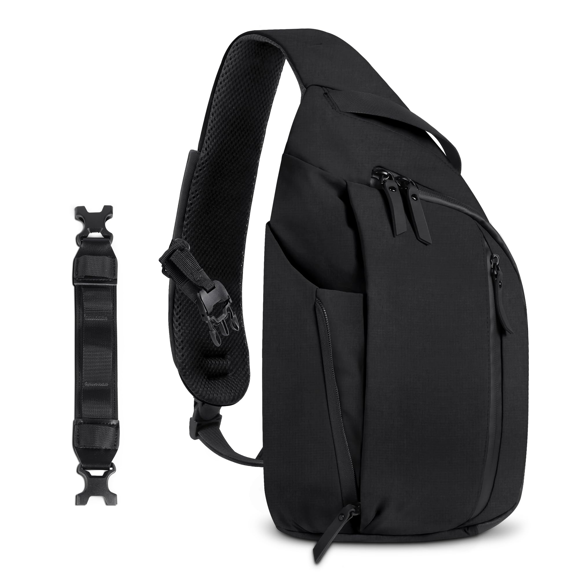Geestock Umhängetasche linke Schulter für Herren, Sling Rucksack mit Flaschenhalter & MOLLE Stabilisierungsgurt, ein Schultergurt Seitentasche EDC Daypack für Wandern, Radfahren, Outdoor