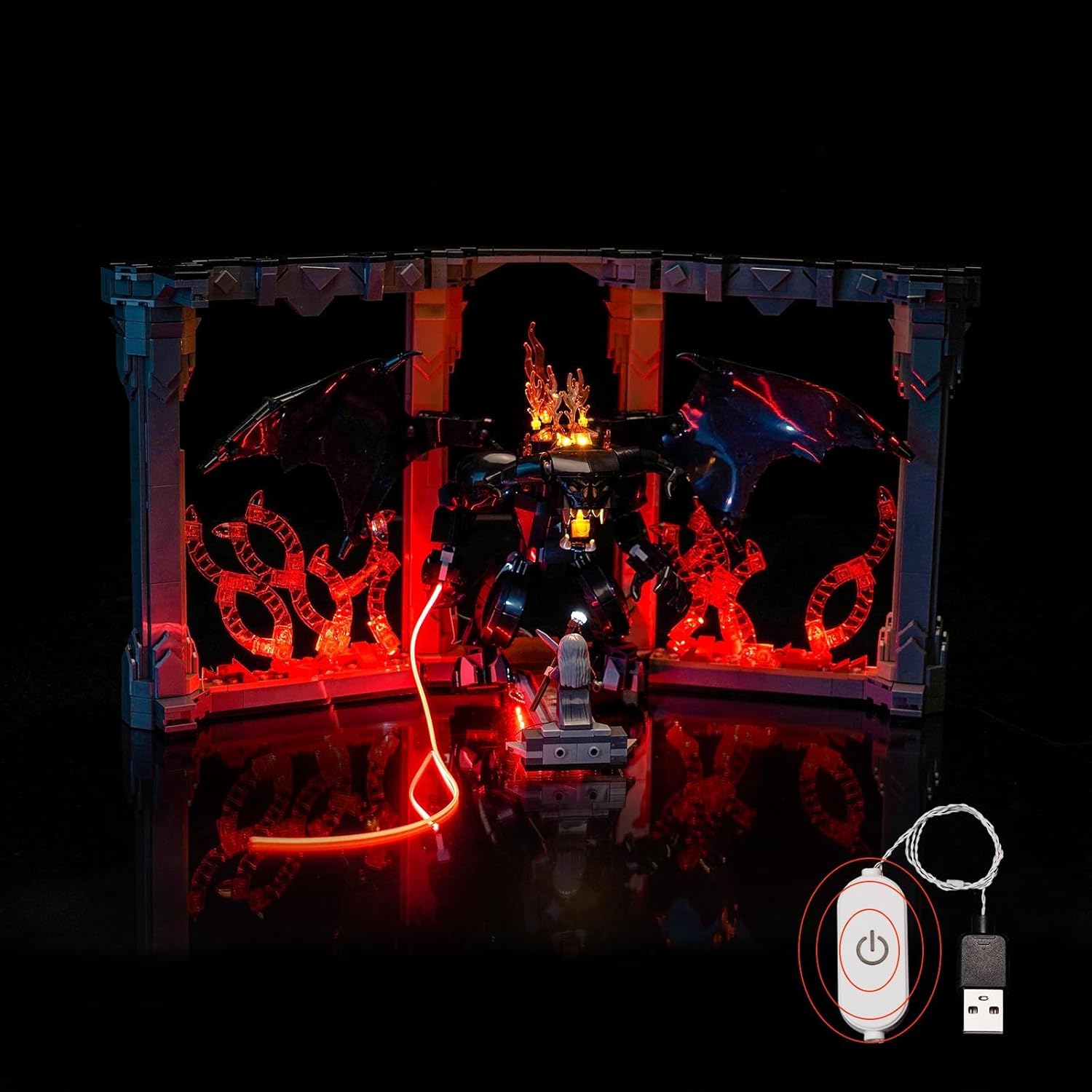 Light kit Compatible with Lego 10367 Balrog Book Nook - No Model Only Light, LED Lighting Accessories Compatible with Lego Inferno Bookshelf Decor (Standard Version)