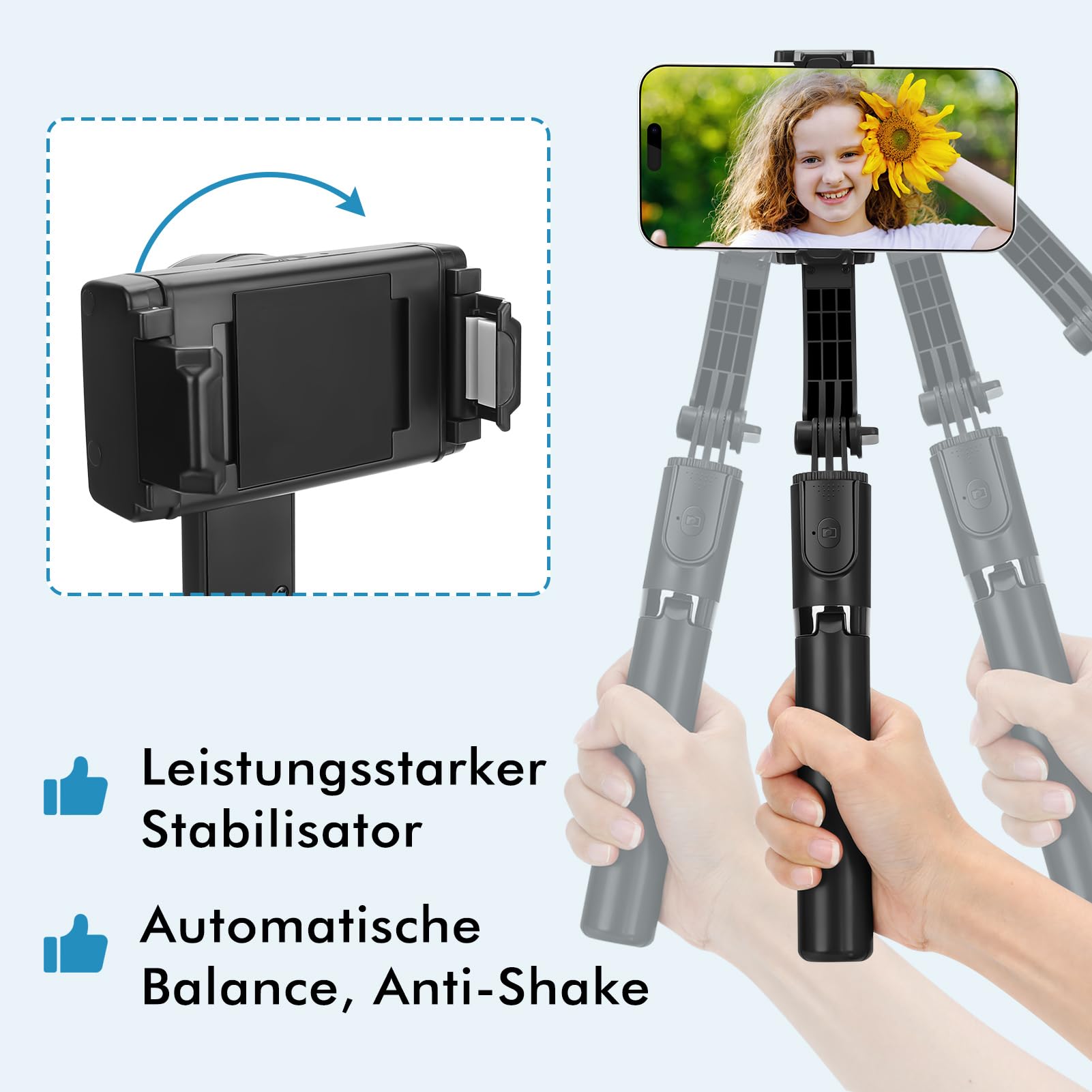 Gimbal Stabilizzatore Per Smartphone - Treppiede Estensibile, Bilanciamento Automatico, Telecomando Wireless - Foto 8