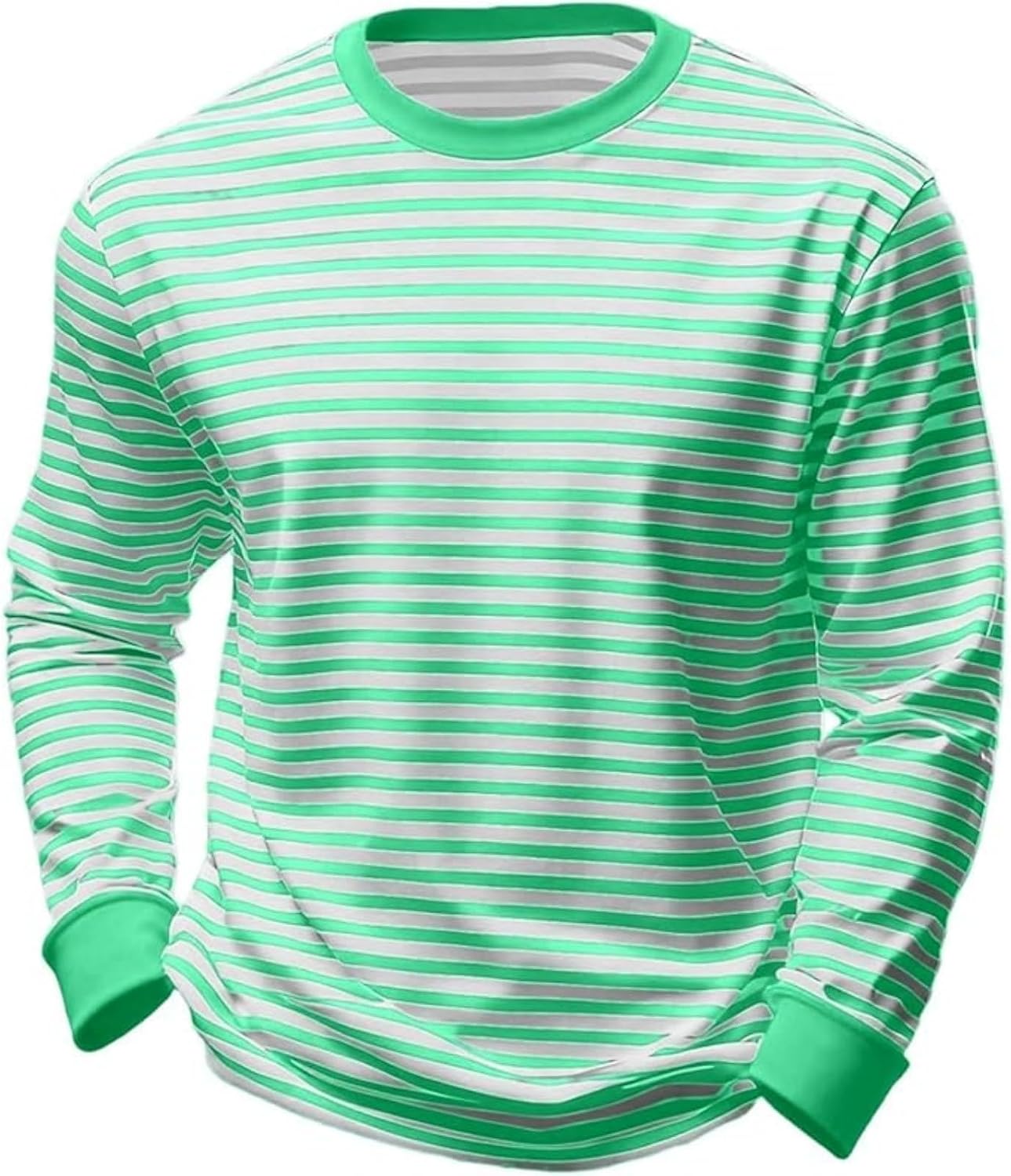 Men's Striped T Shirts Raglan Long Sleeve Crew Neck Tee Casual Basic Blouse Spring Fall Basic Tees Big and Tall Tops