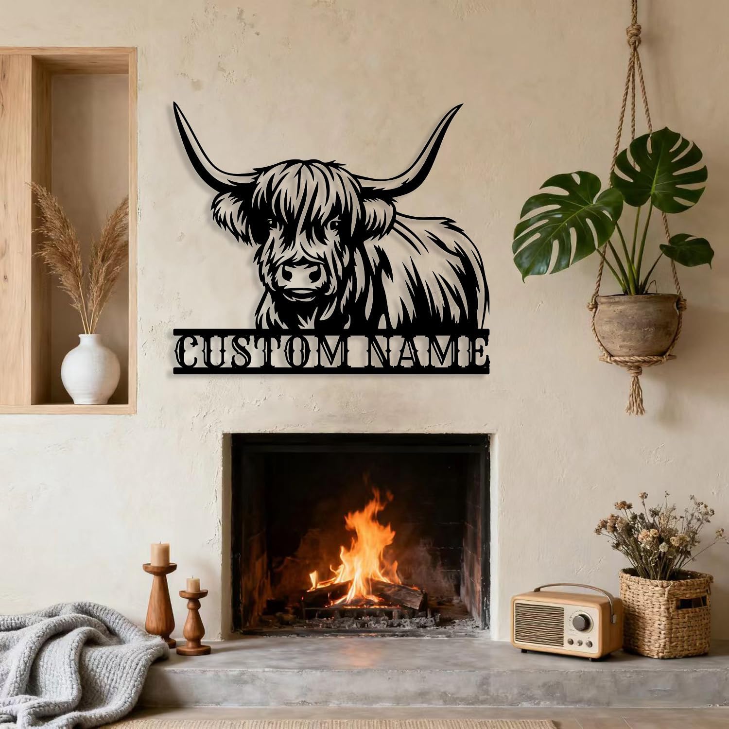 Custom Highland Cow Metal Sign,Personalized Farm Name Wall Art, Cow Metal Sign,Shed Cabin Decor,Ranch House Number Address Plaque (Style-2)