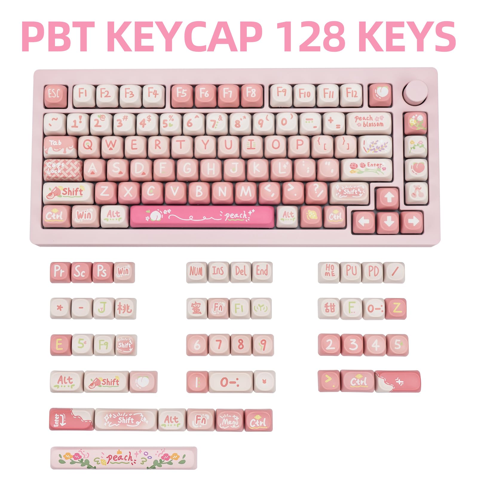 Amazon.com: COOMICKEY 128 Key Peach PBT Keycap Set, MOA Profile
