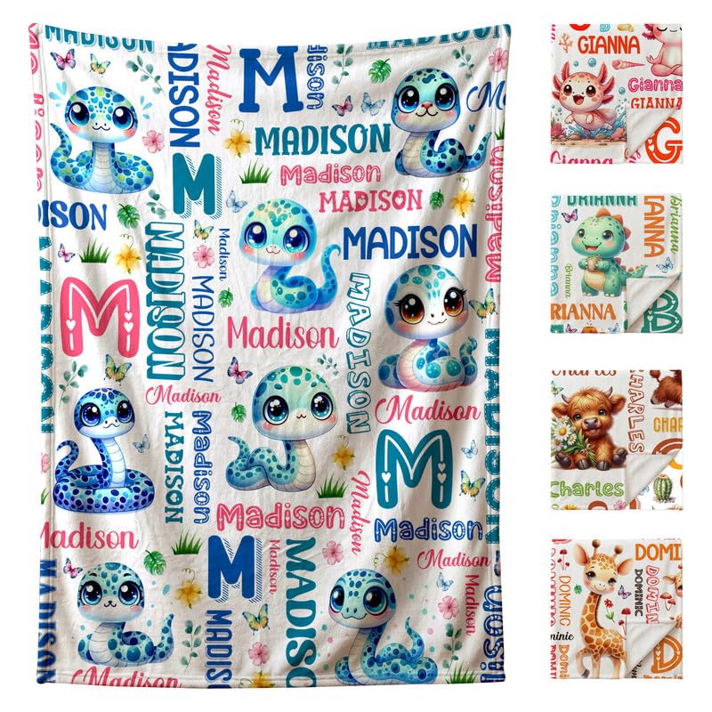 Image of Custom Snake Blanket for Boys Girls,Ultra Soft Personalized Gifts Baby Blanket,Customized Throw for Toddlers Newborn Stroller Crib,50 inchx60 inch