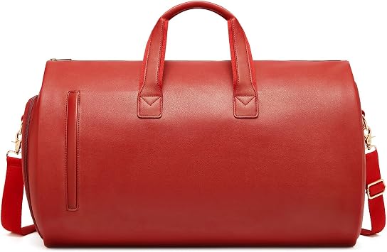 Leather Garment Bag Women, Carry on Garment Bag for Travel Convertible Garment Duffel Bag 2 in 1 Waterproof Foldable Travel Suit Bag Weekender Bag with Shoe Pouch