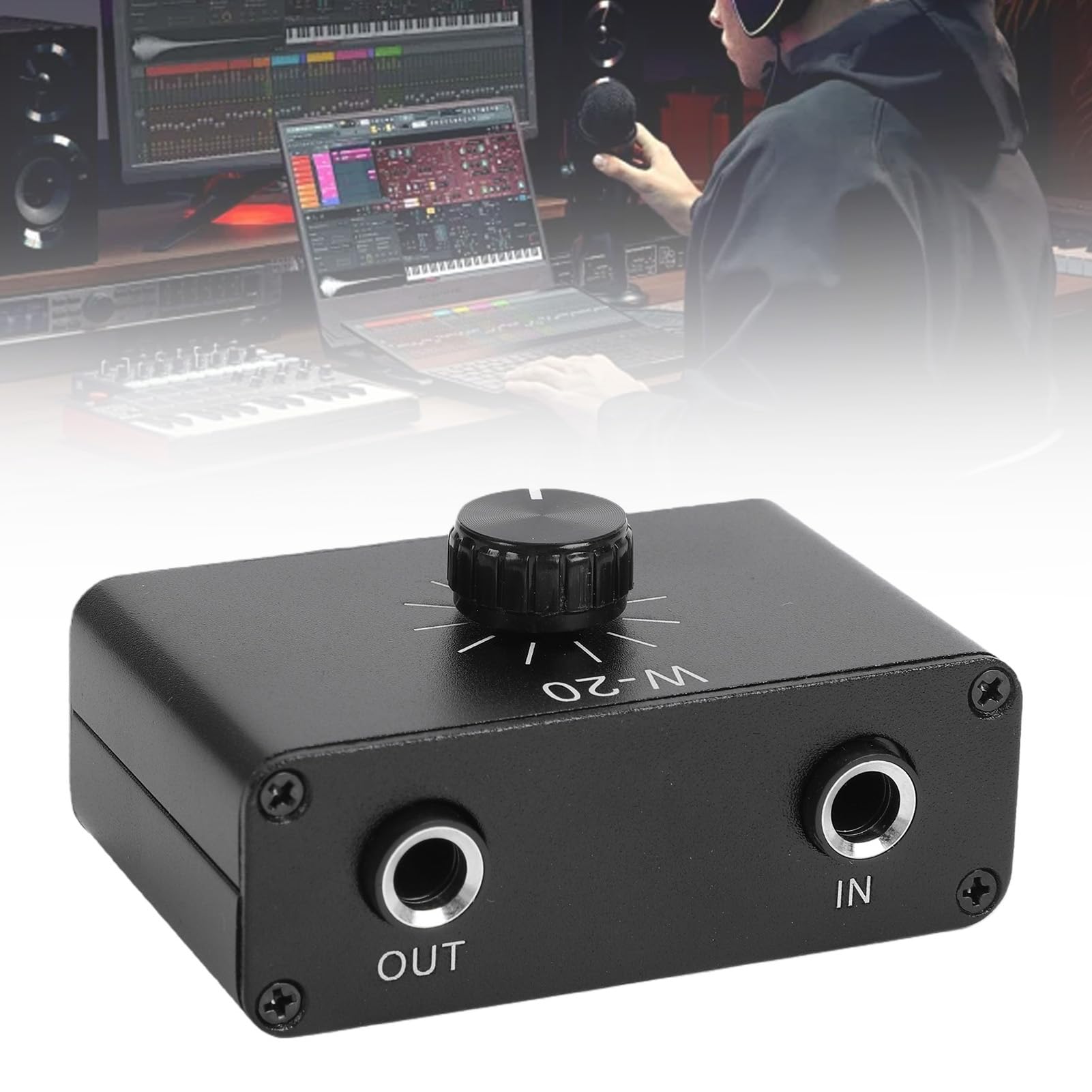 Attenuatore di Controllo del Volume da 1/4 di Pollice, Controller Jack Passivo da 6,35 Mm, Attenuatori Mono Stereo con Regolazione Continua e Continua, Ideale per Microfoni per Strumenti