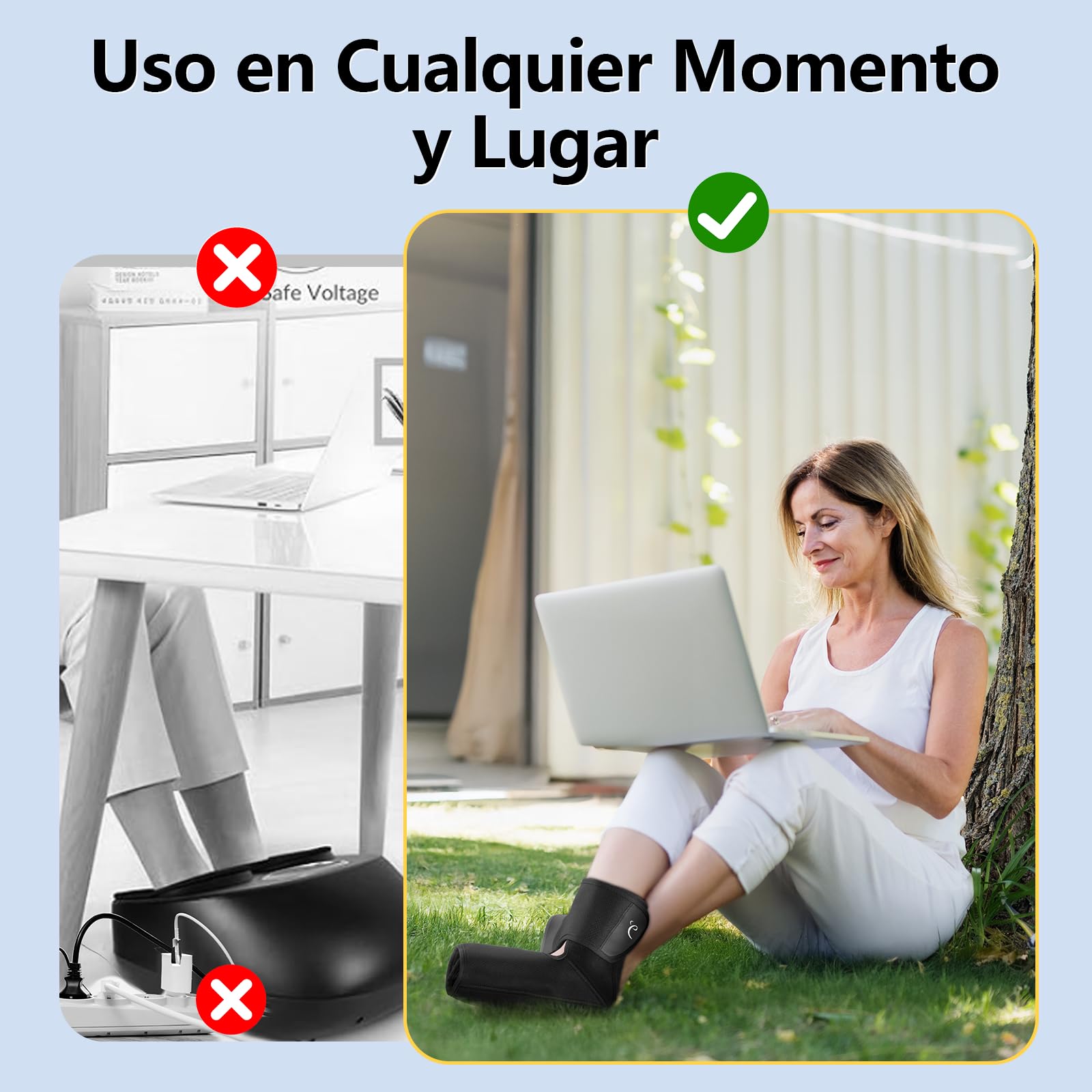 Comfytemp Masajeador de Pies Inalámbrico, Masaje de Compresión, Batería 2500mAh, Calefacción para los Pies, Masaje Personalizable para Tobillos, Talones, Plantas y Empeines, Adecuado para Papá y Mamá