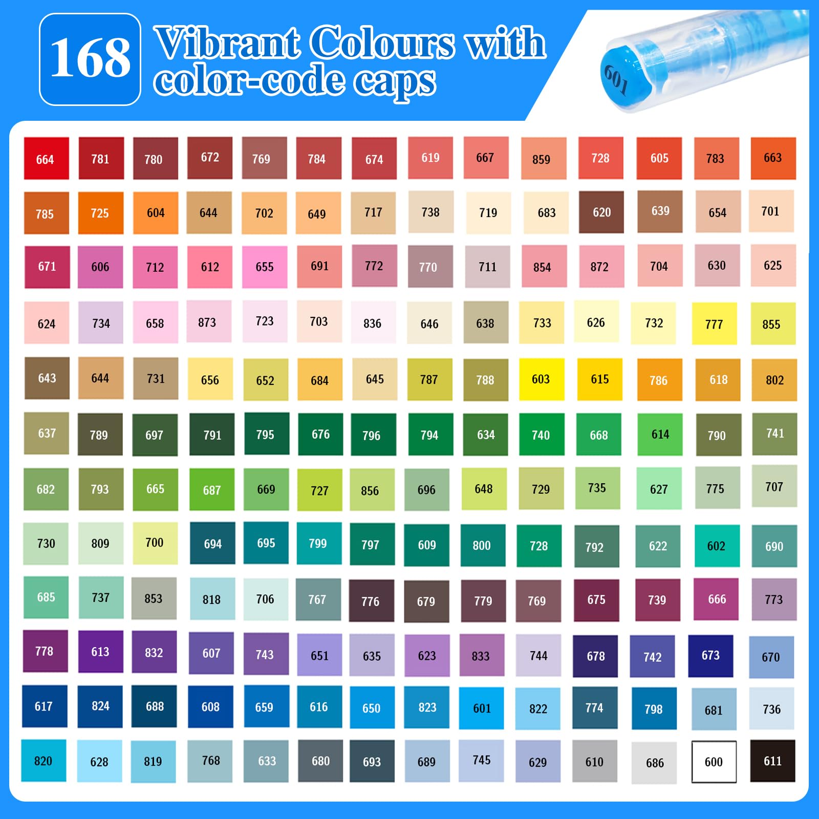 VAKKI Lot de 168 marqueurs de peinture acrylique pour coloriage, pierre, calligraphie, bois, toile, verre, céramique