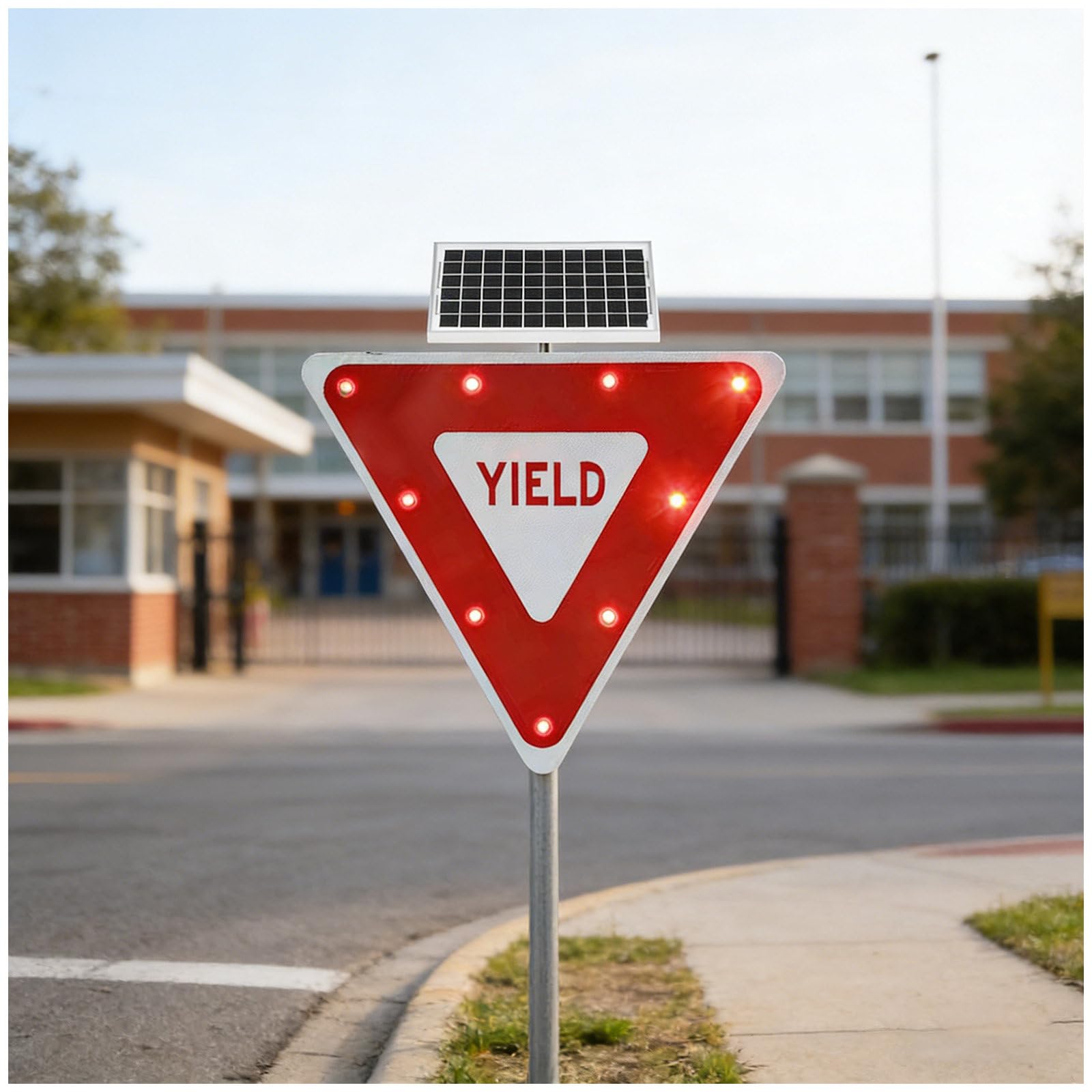 Cielobloen Multicolor 24"/28" Solar Powered Yield Sign, Aluminum Yield Sign With Led Flashing – Solar Powered, 18V 10W Panel, Ip65, Metal Frame,Engineer Grade Reflective Material, For Traffic Safety 24"