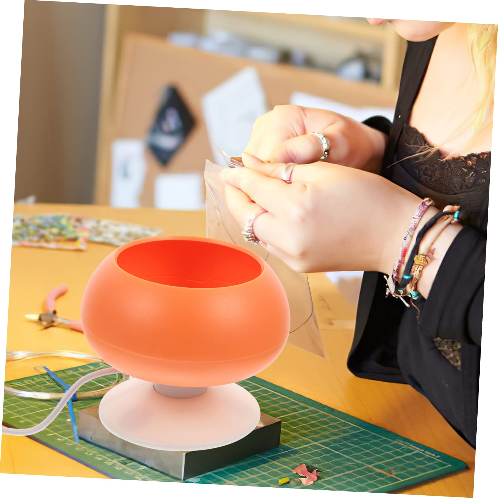 LALAFINA 2 Zestawy Elektryczne Igły Do ​​Nawlekania Koralików Koralik Spinner Miska Koraliki Narzędzie Rzemieślnicze Elektryczne Koraliki Spinner USB Koralik Spinner Zestaw Narzędzia Do