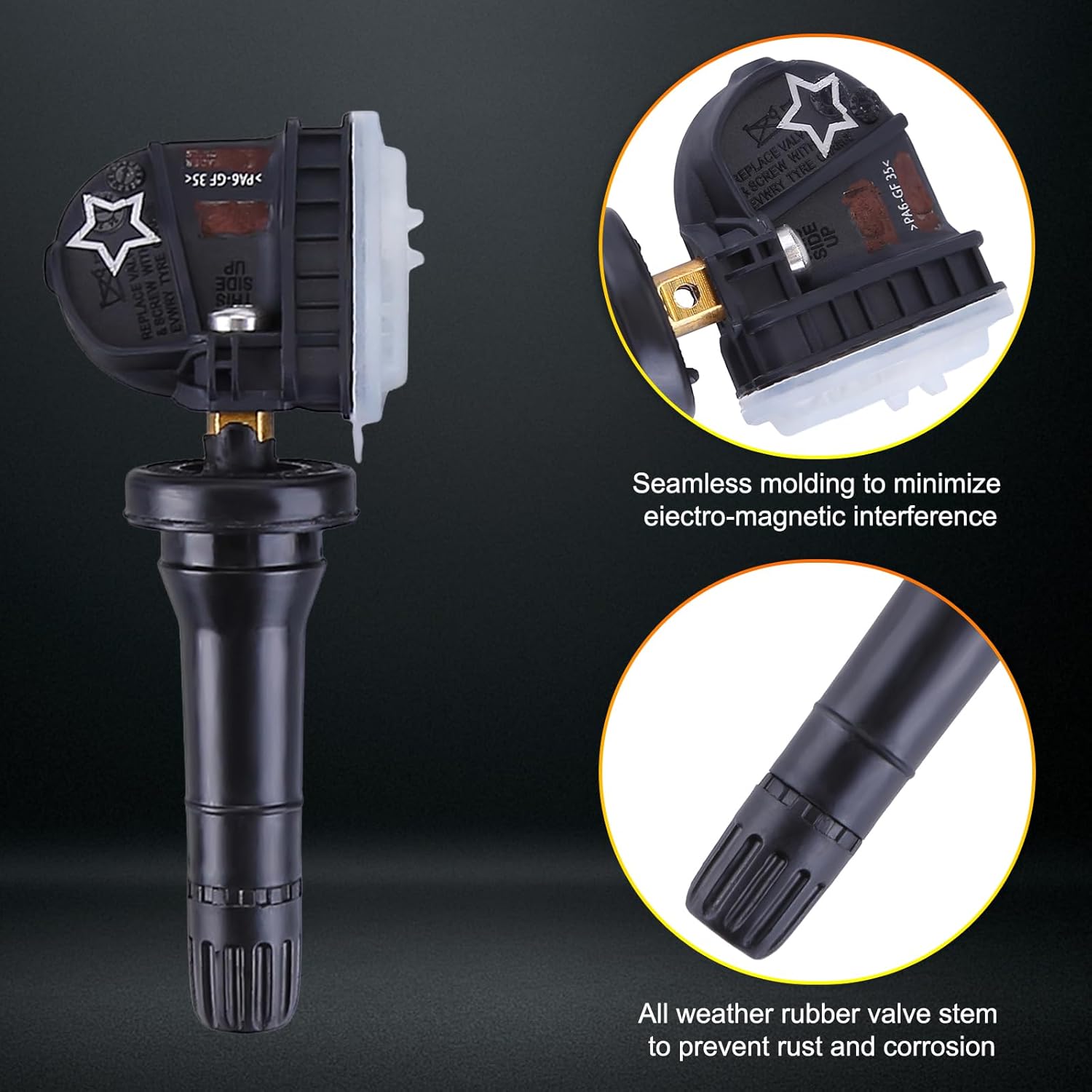 4PCS Tire Pressure Sensors Replacement for GM TPMS Sensor 13540600 Compatible for Buick for Cadillac for Chevrolet for GMC Vehicles Snap-in 315MHz TPMS Replacement Parts