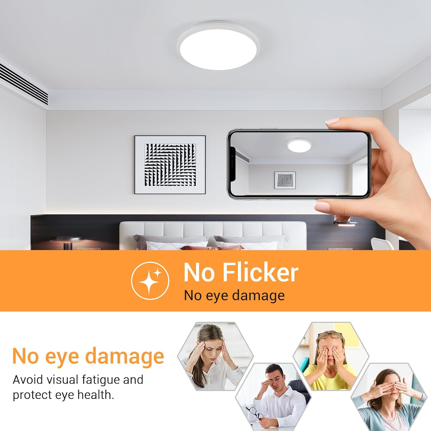 DELIPOP LED Ceiling Light showing no flicker