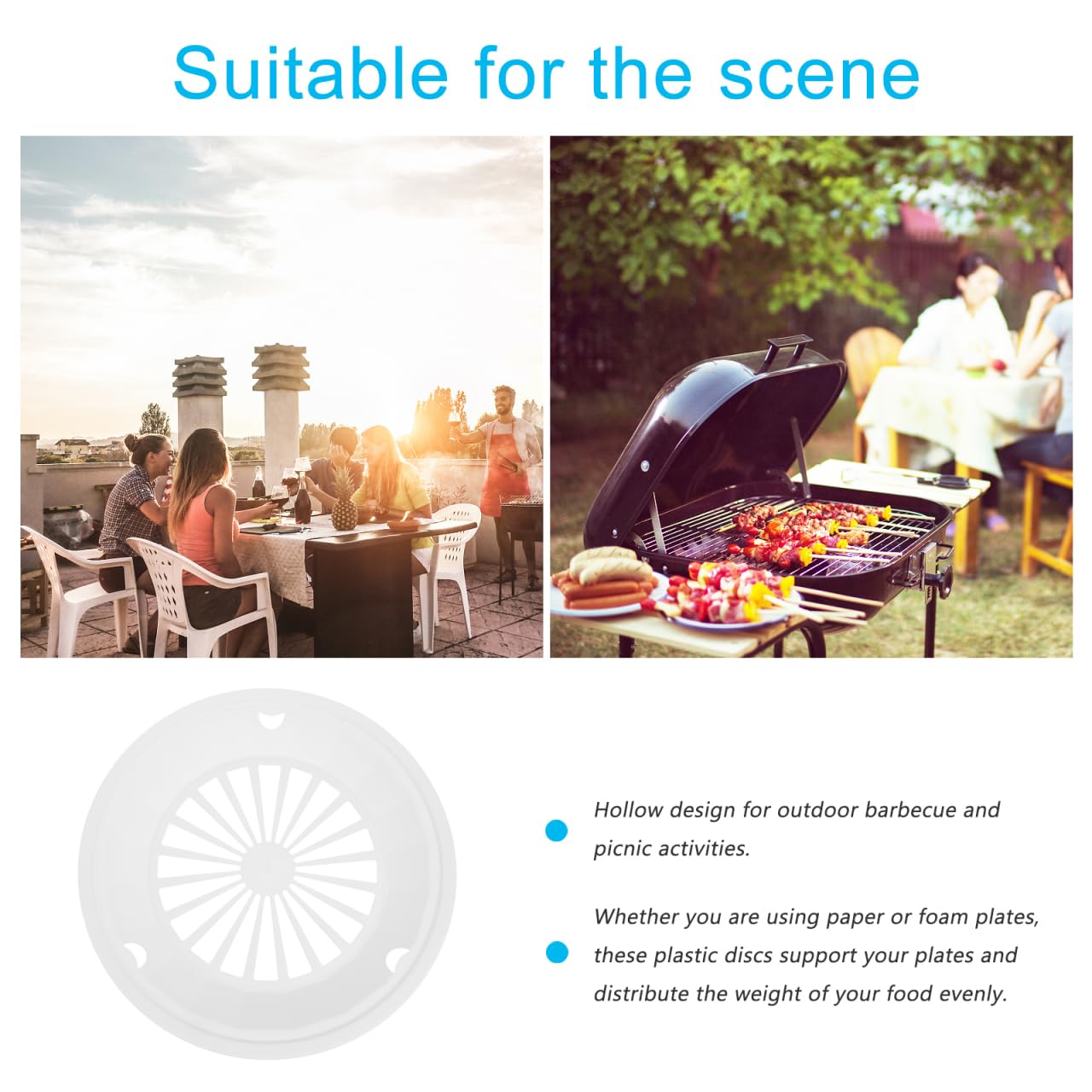 DOITOOL 10 Stück wiederverwendbare Kunststoff-Papptellerhalter für Party, BBQ und Picknick, weiß, runde Pappteller, Tabletts, Grillteller, Support, Kunststoff Geschirr