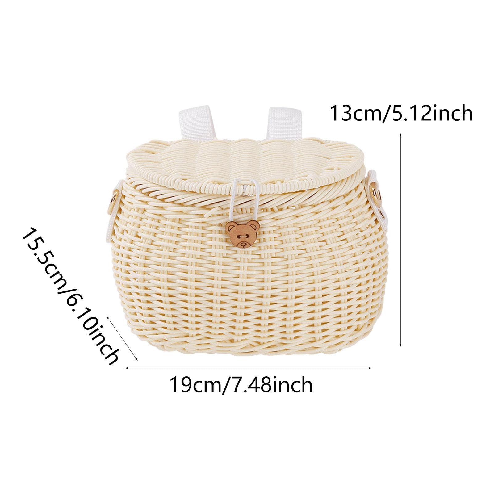 Panier Vélo Enfant pour Tricycle avec Bandoulière Amovible et Couvercle Panier Guidon Tissé Panier Bicyclette Accessoire Sac Épaule pour Balance Bike