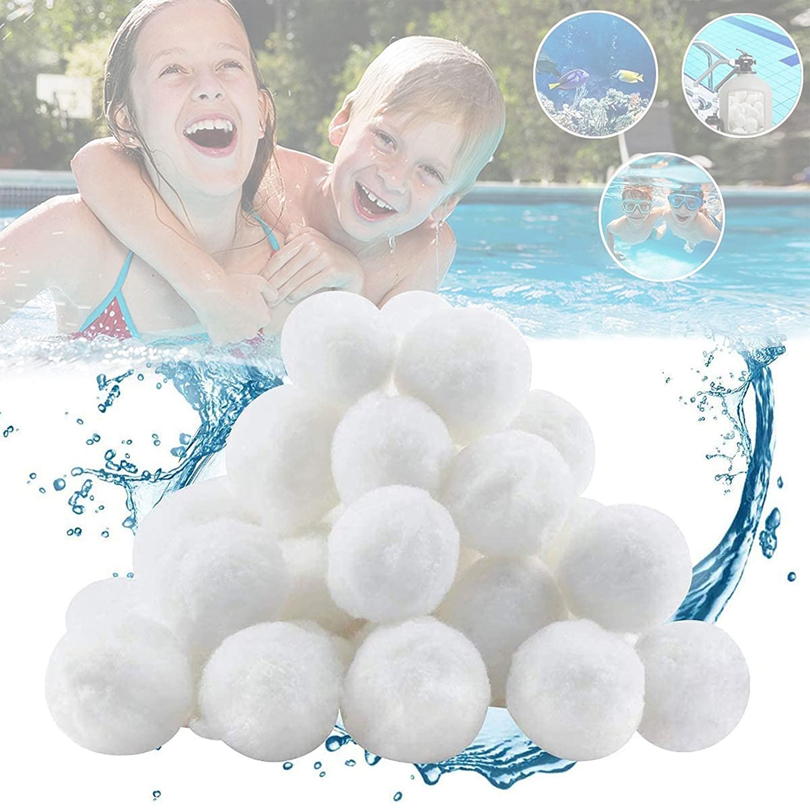 GJXJY Balle Filtrante Piscine, Boules de Filtre de Piscine, Haute Perméabilité à l'eau, Léger pour Grandes Piscines, Aquariums, Filtres de Piscine, Produits de Piscine