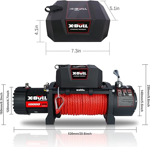 Miniatura 15 de X-BULL Winch-Kit de cabrestante eléctrico de capacidad de carga de 13500 libras, cuerda sintética de 12 V, cabrestante eléctrico impermeable IP67