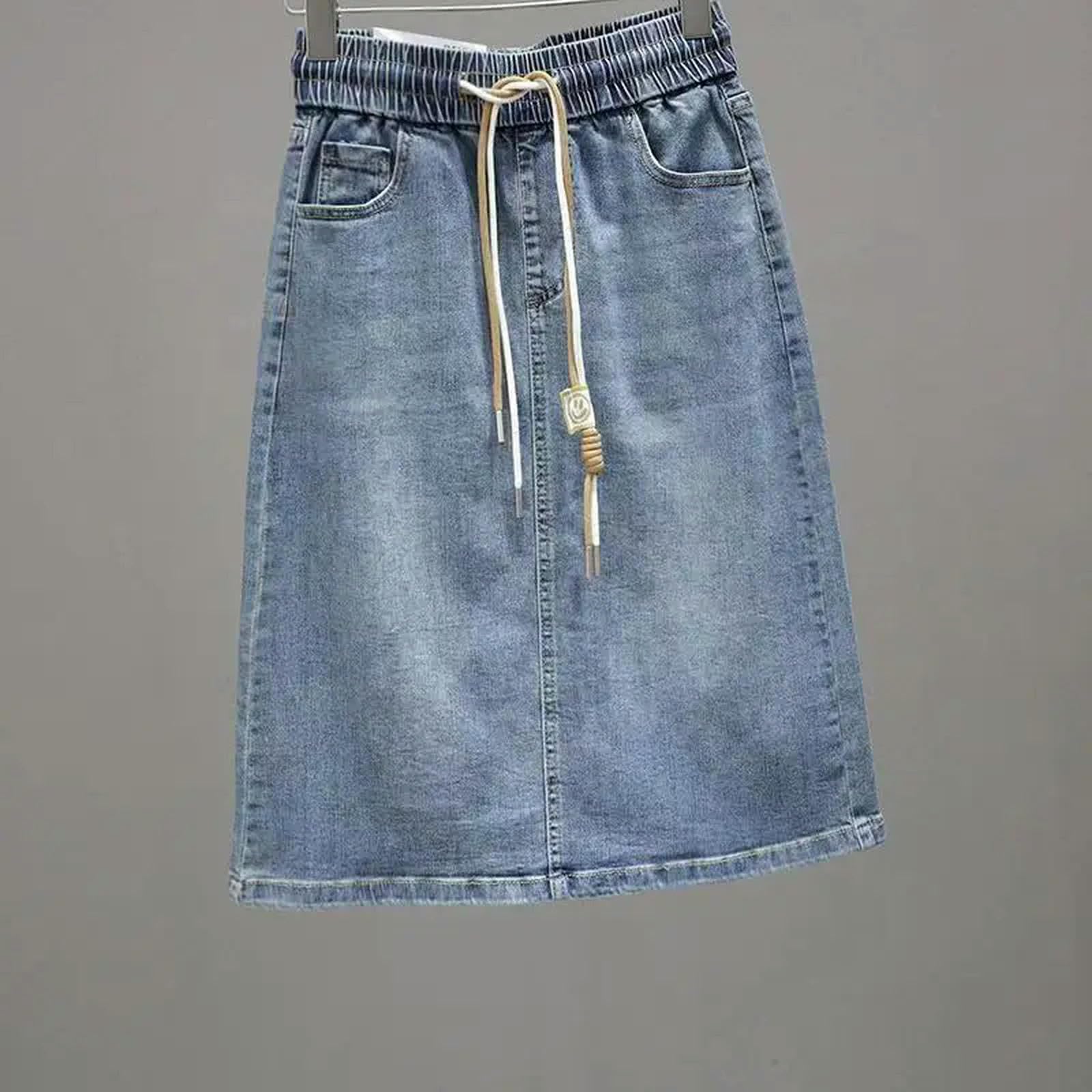 Gonna di Jeans Gonna in Denim Sottile in Vita Elastica delle Donne Gonna in Denim