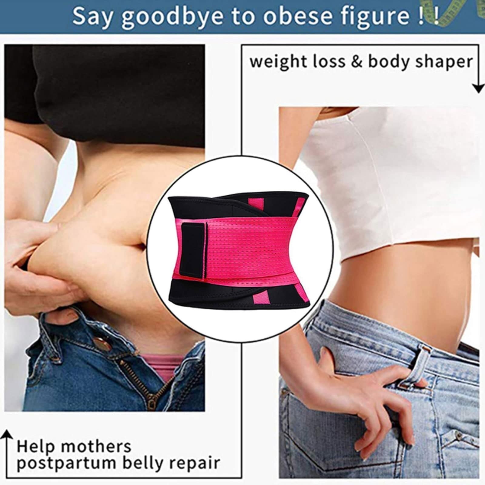 Faja Lumbar Faja Moldeadora De Cuerpo, Faja Térmica, Faja Moldeadora De Cintura, Corsé, Faja Moldeadora De Abdomen, Faja Moldeadora De Grasa Cinturón Apoyo Lumbar(Pink,M)