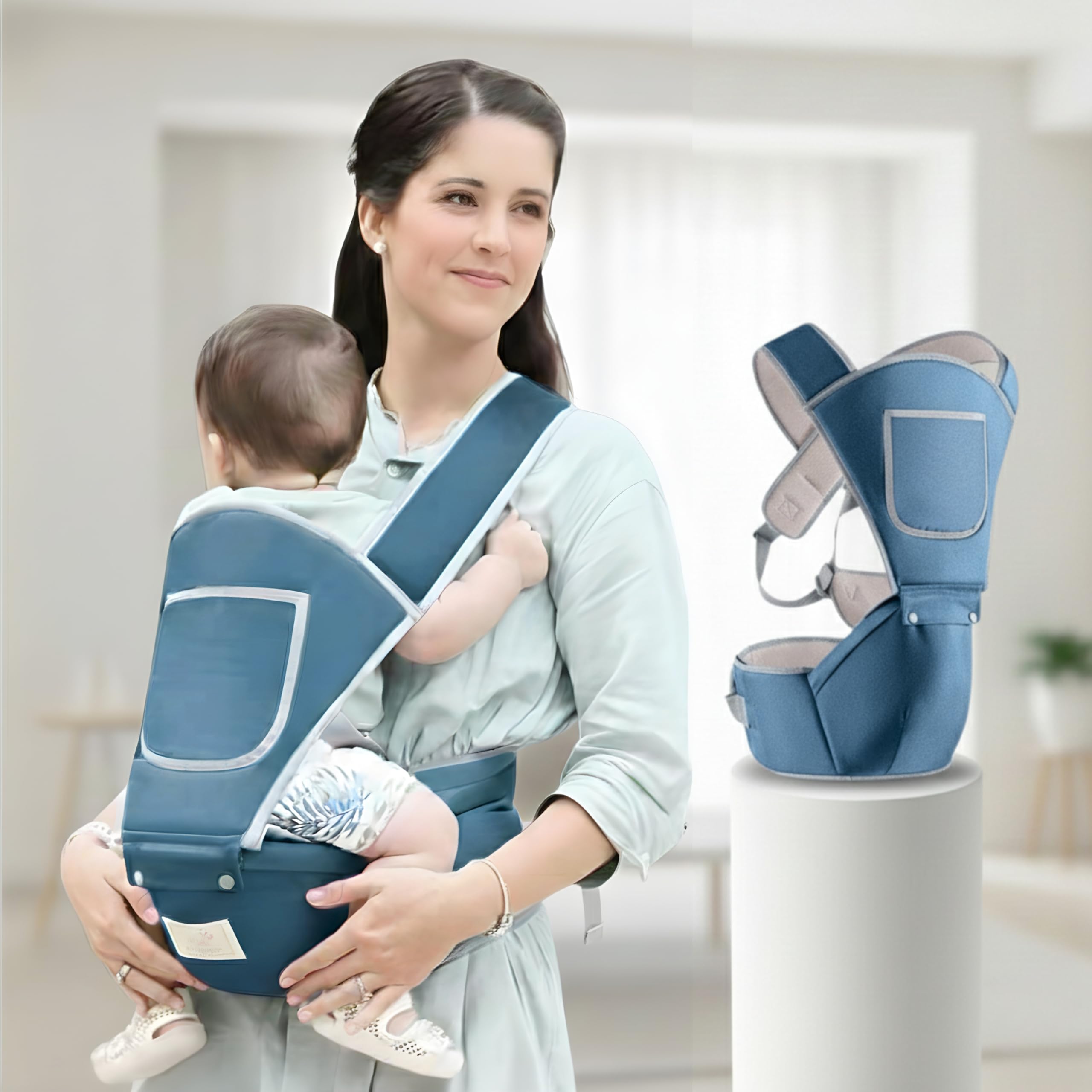 OBABY 4-in-1 Baby Carrier with Hip Seat | Ergonomic Infant to Toddler Carrier for 0-36 Months | Adjustable Baby Sling for Newborn | Front & Back Carry Baby Holder with Lumbar Support-image-11