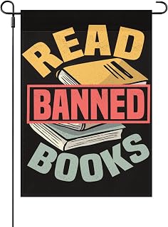 Read Banned Books Flag Vivid Color and Fade Proof Decorative Banner garden decorative flags 12x18inches