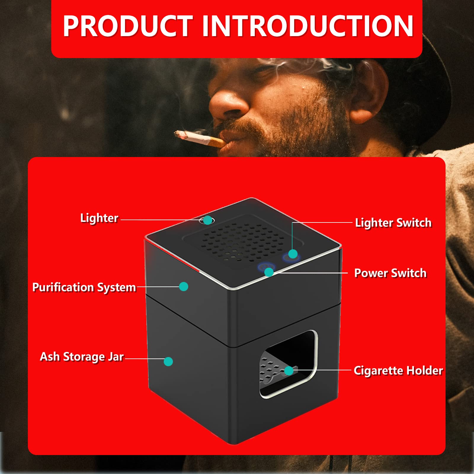 3 in 1 Air Purifier Multifunctional Smokeless Ashtray Air Purifier Ashtray  with Filter, HEPA Filter Reduce Smoke, Ashtray with Cigarette Lighter & USB  Rechargeable, Best for Home Car or Office : Amazon.ae: Automotive
