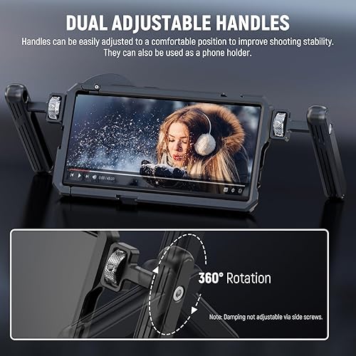 Miniatura 6 de NEEWER Galaxy S23 Ultra - Soporte de video para teléfono con asas laterales dobles, adaptador de filtro roscado de 2.638 in, placas traseras de