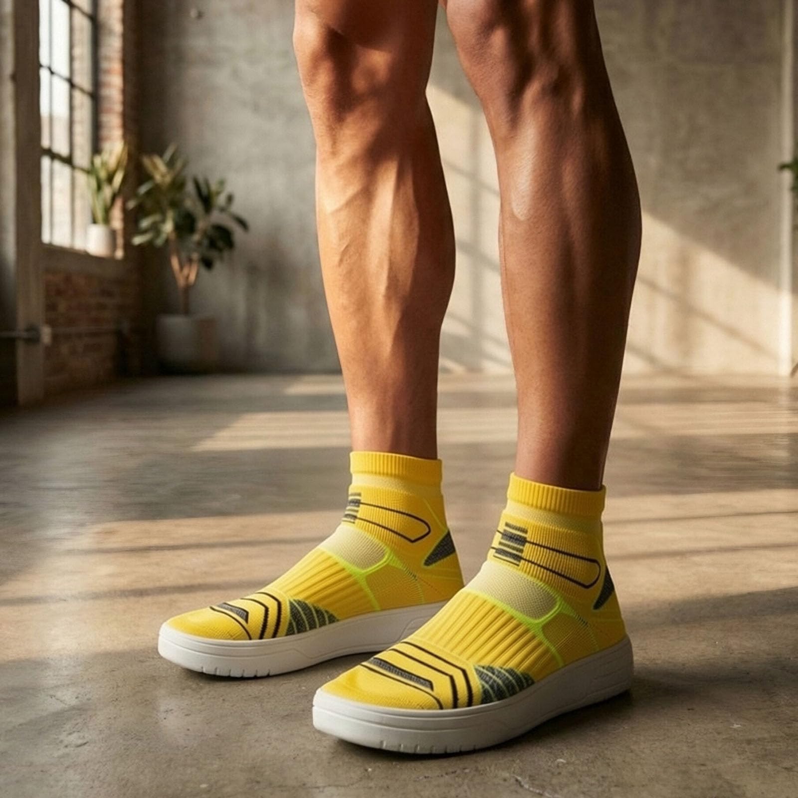 Urban Streetwear - Scarpe da ginnastica da uomo, a calza, elasticizzate, lavorate a maglia, con grafica stampata, per passeggiate in città, palestra, danza