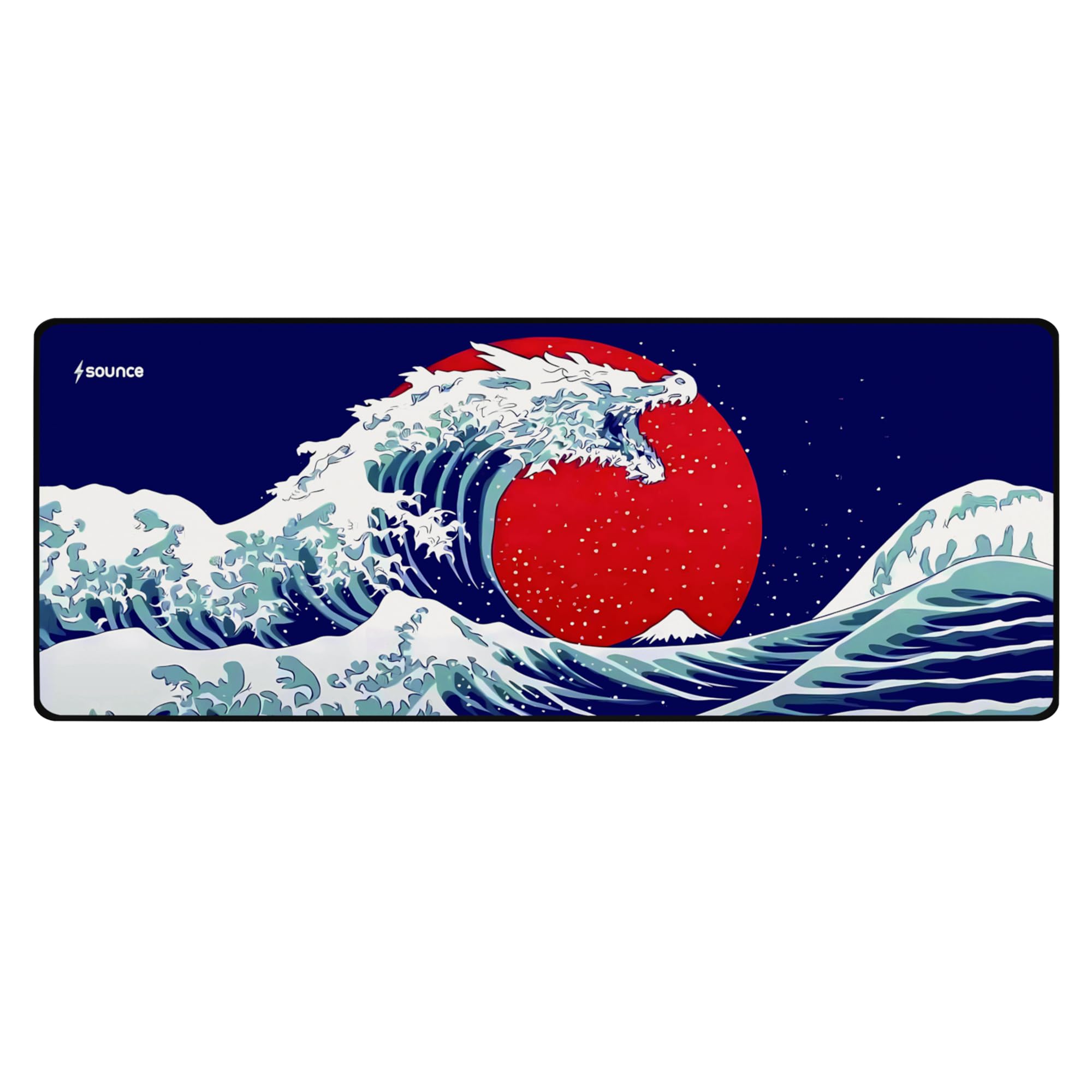 Sounce Snow Dragon Extended Gaming Mouse Mat XL 35.4x15.74 in Non-Slip Rubber Base Waterproof Stitched Edge Desk Pad for PC Laptop Keyboard and Mouse Office Home Shop Gaming Extra Large Blue