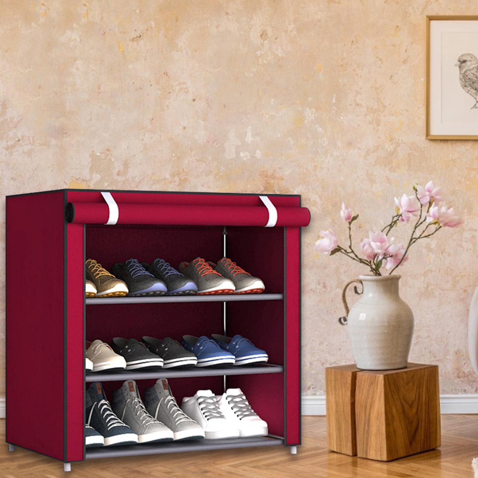 YHQZNLXQ Support à Bottes Long Peu encombrant – Tour à Chaussures en Tissu Non tissé pour Couloir Placard – Idéal pour Le Rangement des Bottes des Chaussures