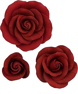 O'Creme Deep Red Rose Gumpaste Flower - for Cake Decorating - Sugar Past...