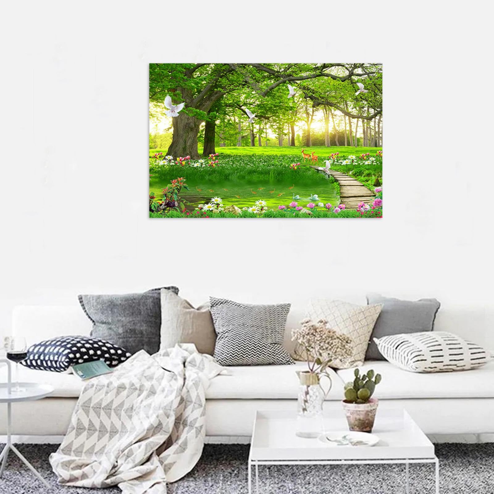 Amazon.com: DEEBOW Landscape Canvas Wall Art Picture. Forest Tree