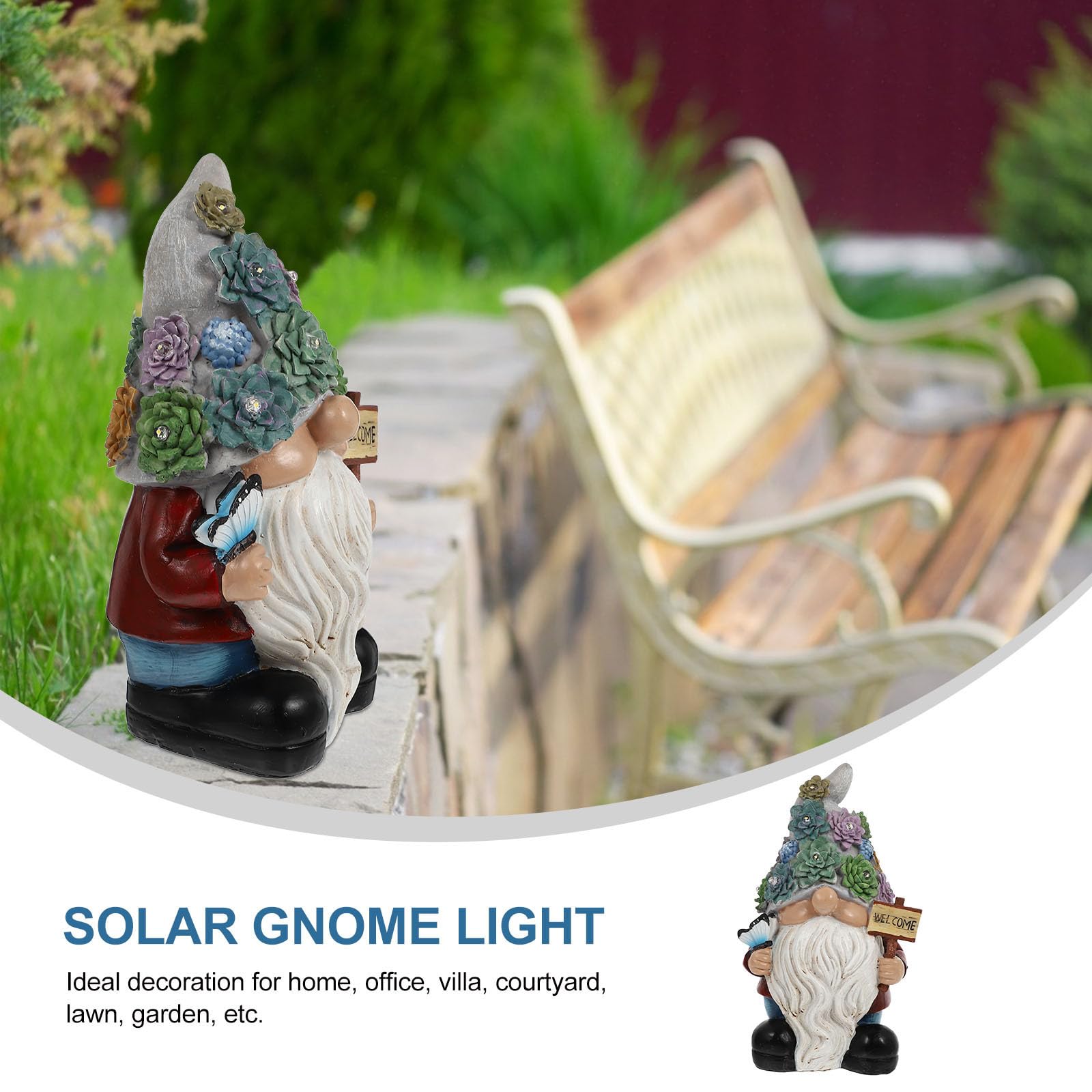 Homoyoyo Gnomo Luminoso Solare da Giardino in Resina Verde Saluto
