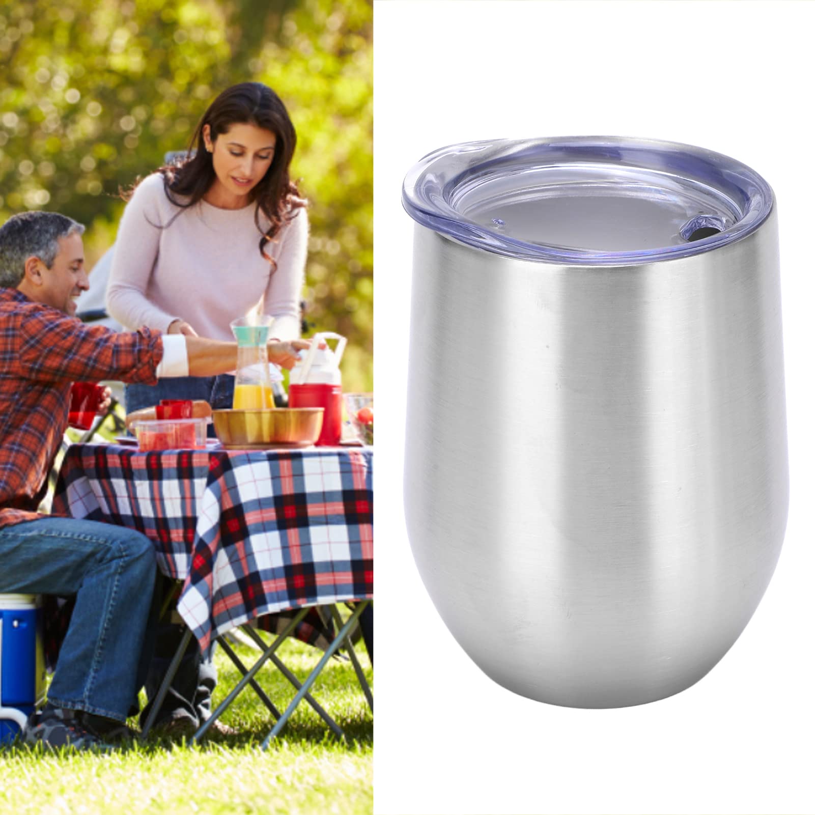 Bicchieri da vino in acciaio inox, 2 bicchieri da vino da 12 oz